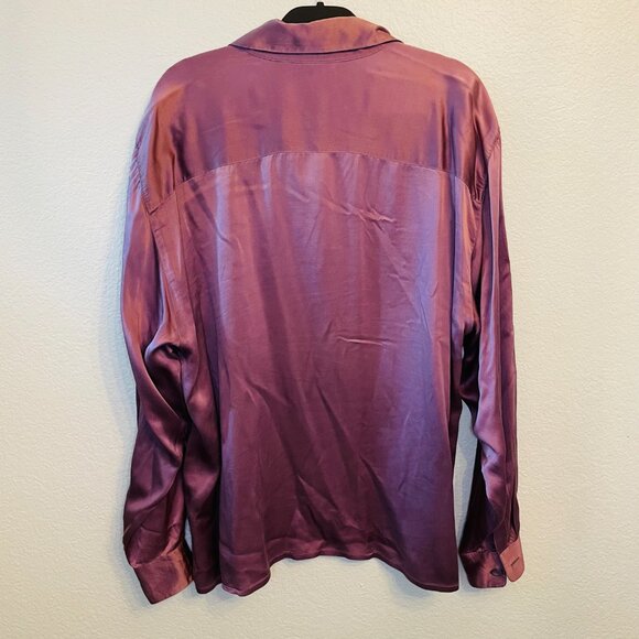 Mondi Vintage Purple 100% Silk Button Down Office Career Blouse | Size 42 | XL - Picture 6 of 6